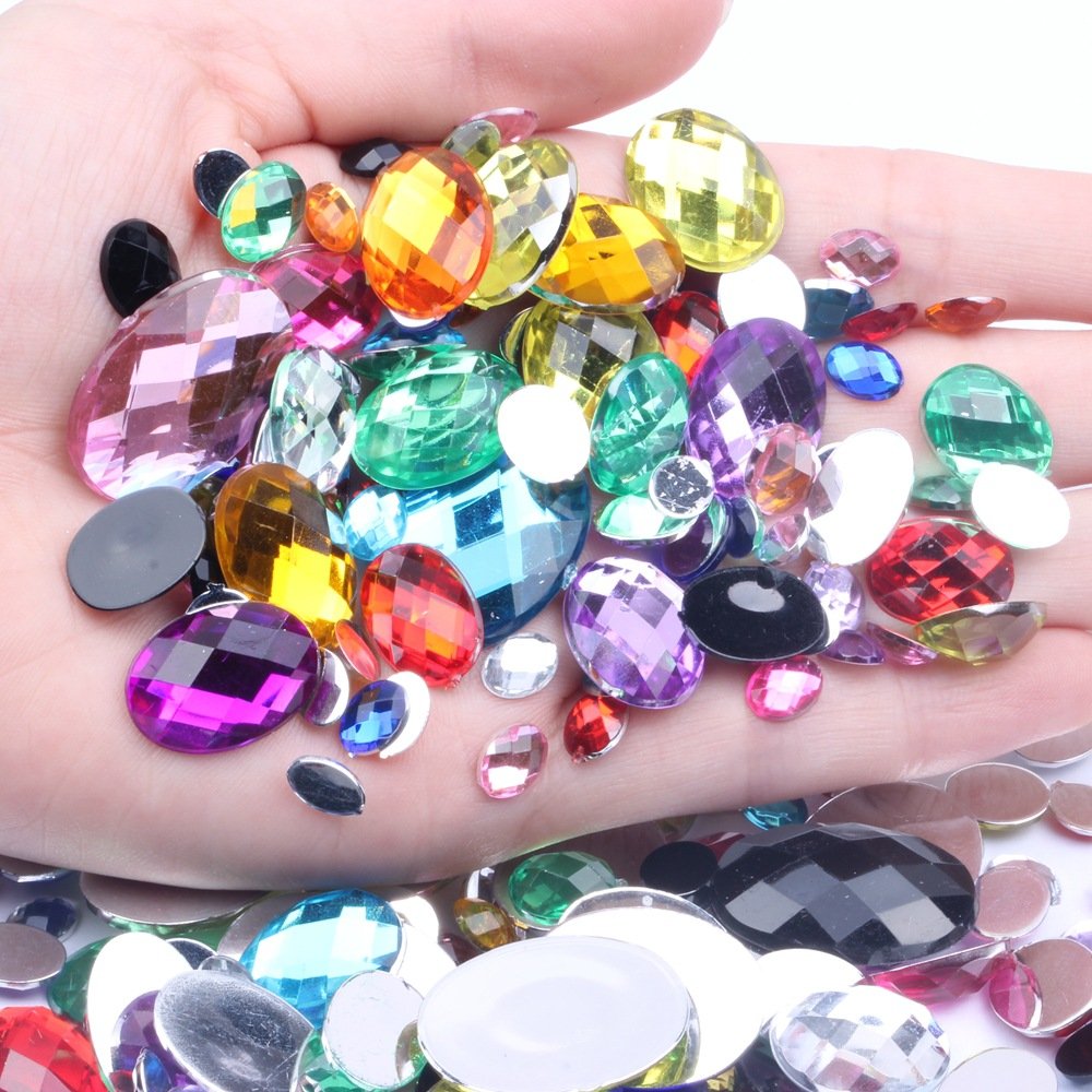 Non-hotfix Flat Back Rhinestones Nail Art Stones Lan Guang New Style Rhinestones Oval Acrylic for Strass Decorations Acrylic Gem