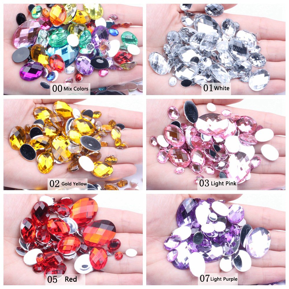 Non-hotfix Flat Back Rhinestones Nail Art Stones Lan Guang New Style Rhinestones Oval Acrylic for Strass Decorations Acrylic Gem