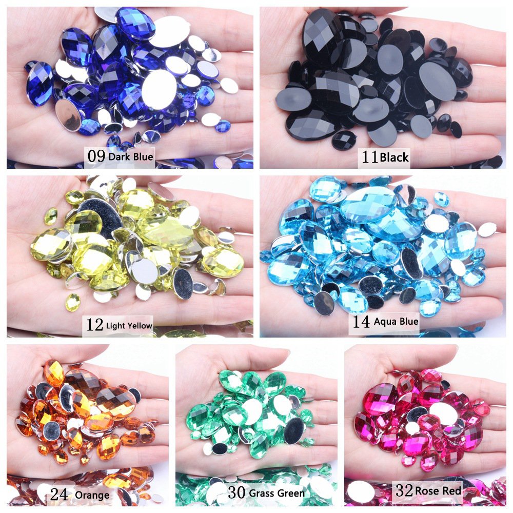 Non-hotfix Flat Back Rhinestones Nail Art Stones Lan Guang New Style Rhinestones Oval Acrylic for Strass Decorations Acrylic Gem
