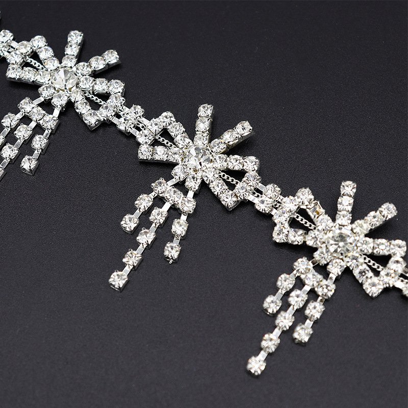 Fashion 1 Yard Sewing Flower Crystal Trimming Glass Rhinestones Tassel Chain Rhinestones Sew On Clothes