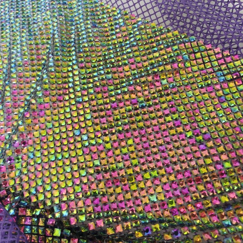 Wholesale Colorful crystal square diamonds fabric size 6*6 rhinestones lace stone mesh fabric for cloth