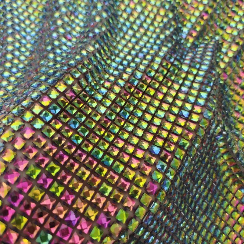 Wholesale Colorful crystal square diamonds fabric size 6*6 rhinestones lace stone mesh fabric for cloth