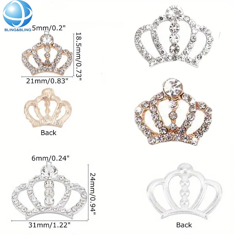 Newest DIY Jewelry Making Crystal Rhinestone FlatBack Crown Charms For Wedding Quinceanera Invitations Phone Shell Decoration