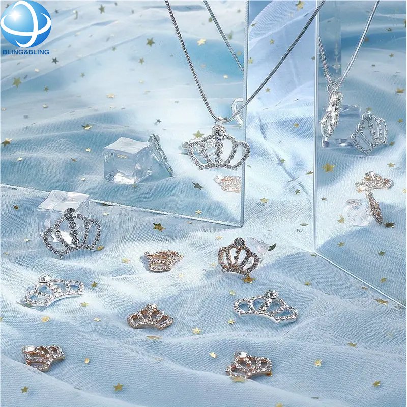 Newest DIY Jewelry Making Crystal Rhinestone FlatBack Crown Charms For Wedding Quinceanera Invitations Phone Shell Decoration