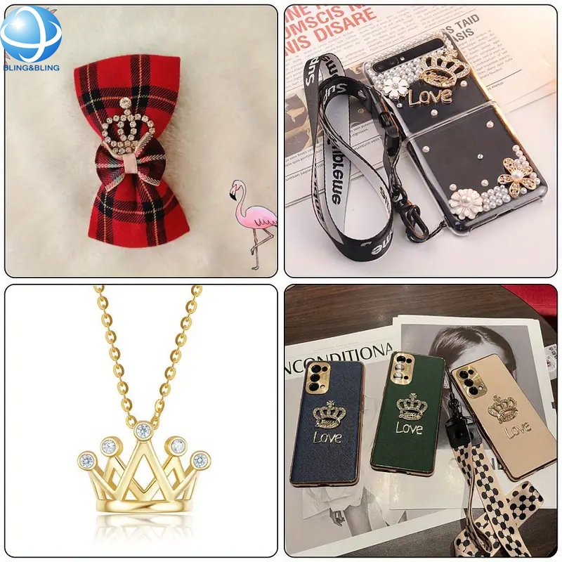 Newest DIY Jewelry Making Crystal Rhinestone FlatBack Crown Charms For Wedding Quinceanera Invitations Phone Shell Decoration