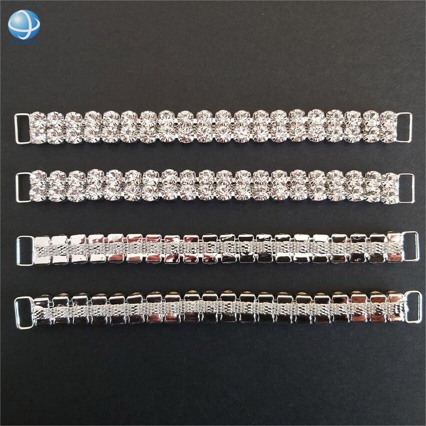 Ready To Ship 157mm Long 2 Rows Large Gem Chains Sparkling Rhinestone Bikini Connectors Silver Crystal