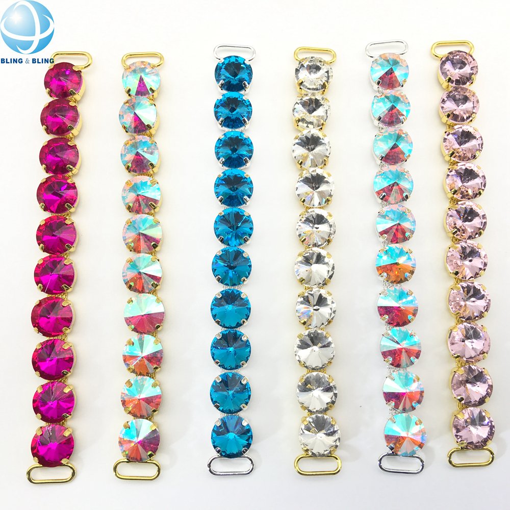 Ready To Ship 157mm Long 2 Rows Large Gem Chains Sparkling Rhinestone Bikini Connectors Silver Crystal