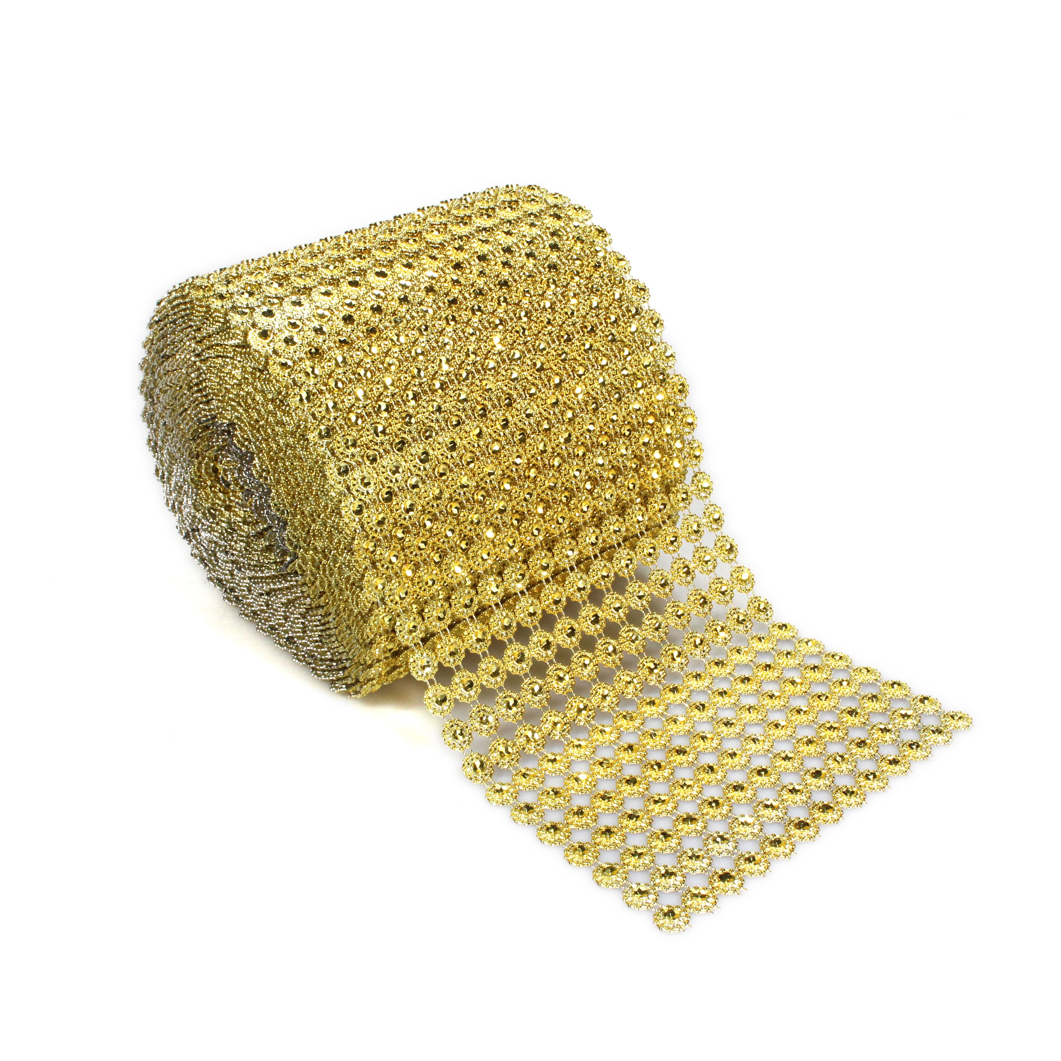 13 rows of Shiny flower shapes Shape Diamond Mesh Wrap Roll Faux Rhinestone Crystal Mesh Ribbon Roll