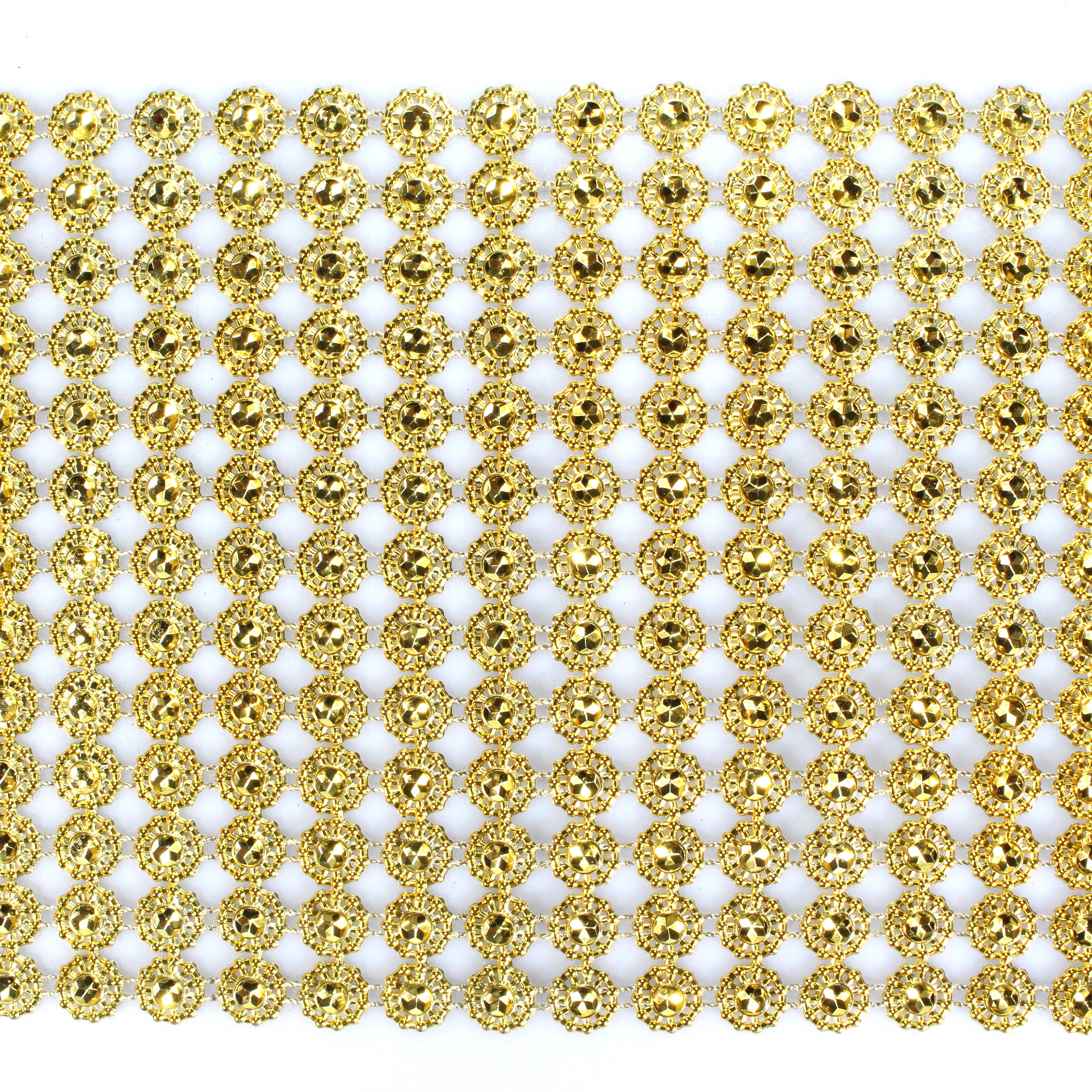 13 rows of Shiny flower shapes Shape Diamond Mesh Wrap Roll Faux Rhinestone Crystal Mesh Ribbon Roll