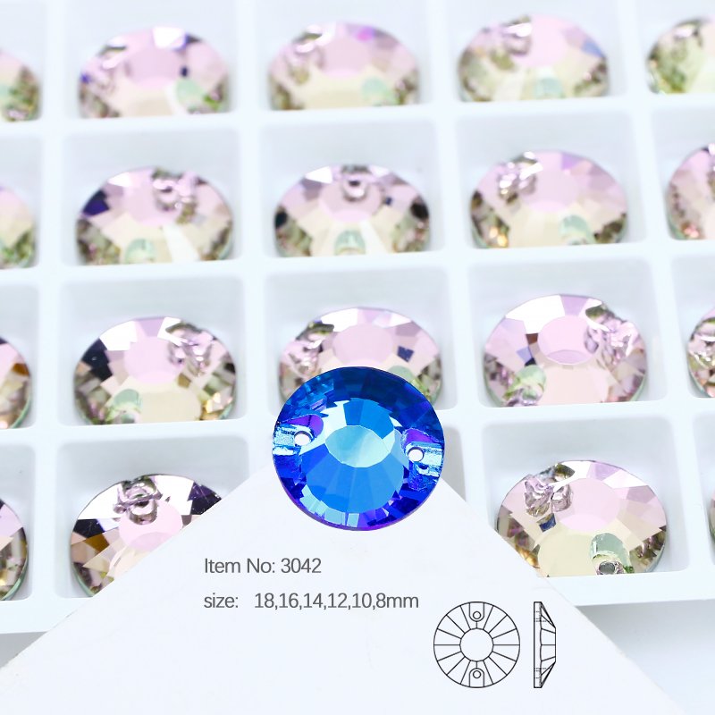 Round Sew on crystal flat back glass rhinestones wholesale lead-free crystal stone beads For garment shoes sewing accessories
