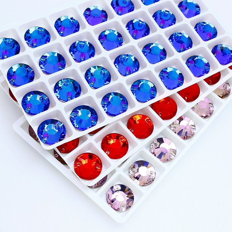 Round Sew on crystal flat back glass rhinestones wholesale lead-free crystal stone beads For garment shoes sewing accessories