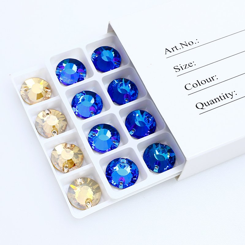 Round Sew on crystal flat back glass rhinestones wholesale lead-free crystal stone beads For garment shoes sewing accessories