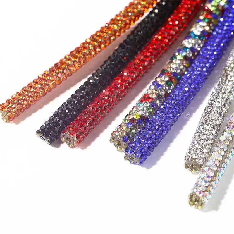 Fashion 6mm Shiny Pink Color Rhinestone Shoe Laces Crystal Rhinestone Tube Rope