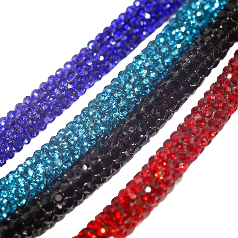 Fashion 6mm Shiny Pink Color Rhinestone Shoe Laces Crystal Rhinestone Tube Rope