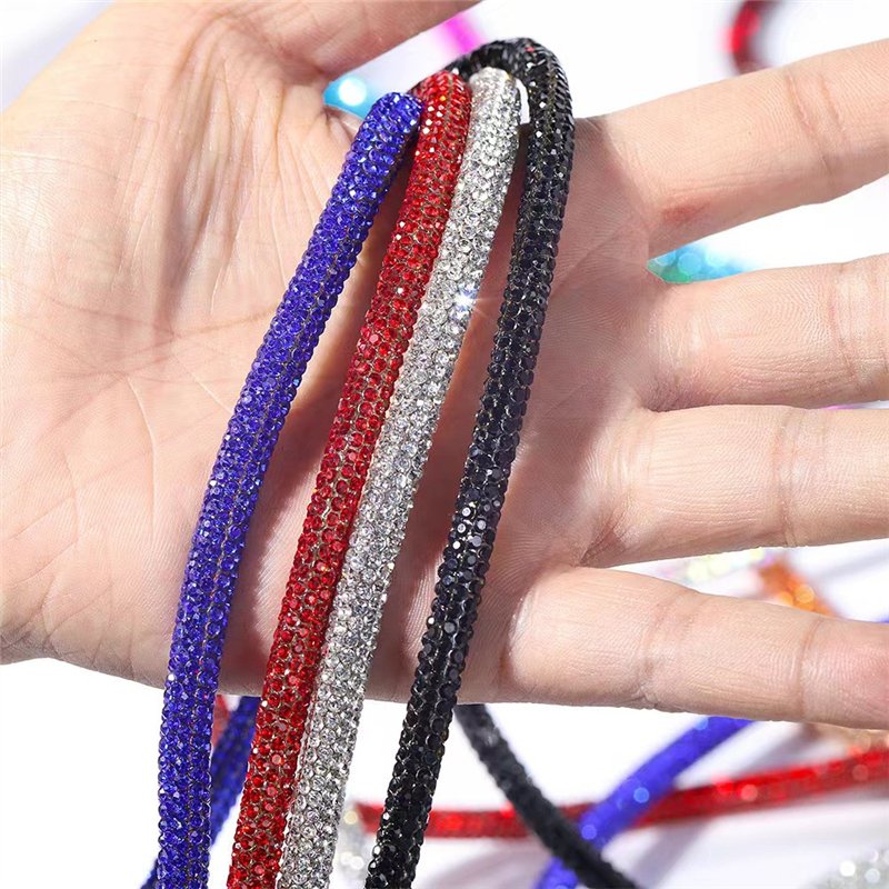 Fashion 6mm Shiny Pink Color Rhinestone Shoe Laces Crystal Rhinestone Tube Rope