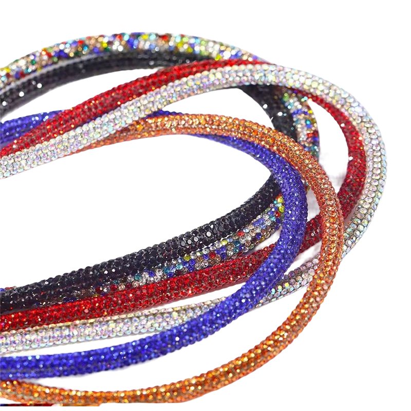 Fashion 6mm Shiny Pink Color Rhinestone Shoe Laces Crystal Rhinestone Tube Rope