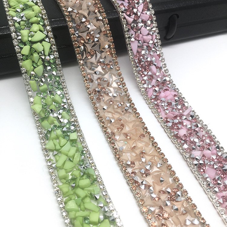 New hot sale fashion garment decoration resin crystal stone trim hot fix rhinestone trim for shoe garment etc