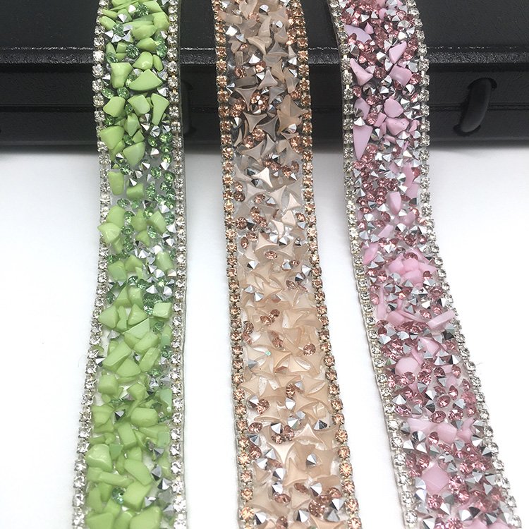 New hot sale fashion garment decoration resin crystal stone trim hot fix rhinestone trim for shoe garment etc
