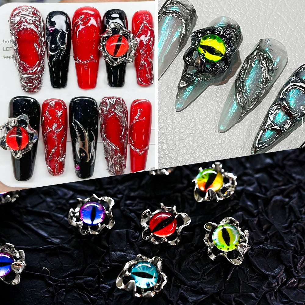 Mixed Colors 3D Colorful Nail Art Charms Luxury Punk Style DIY Jewelry Rhinestone Evil Eye Nail Parts Decoration Accessories