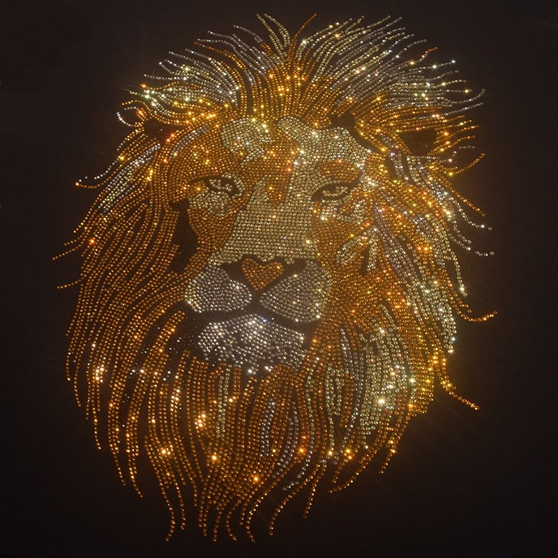 Free sample Lion hot fix Transfer Crystal Iron On motif rhinestone iron on appliques