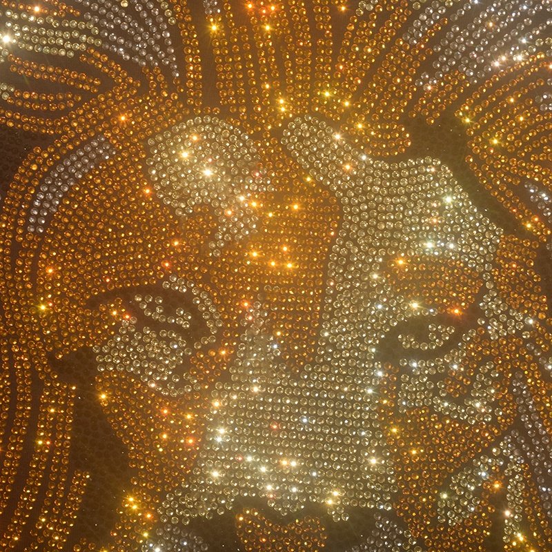 Free sample Lion hot fix Transfer Crystal Iron On motif rhinestone iron on appliques
