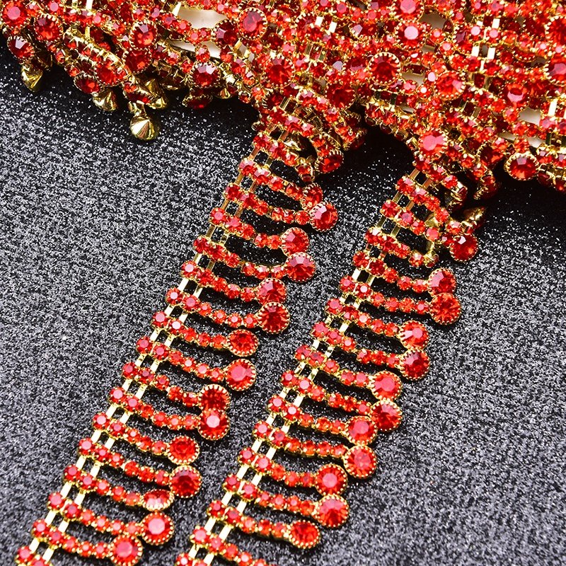 Wholesale Bling Rhinestone Tassel Chain Sewing Applique Crystal Fringe Trimming for Garment Decoration