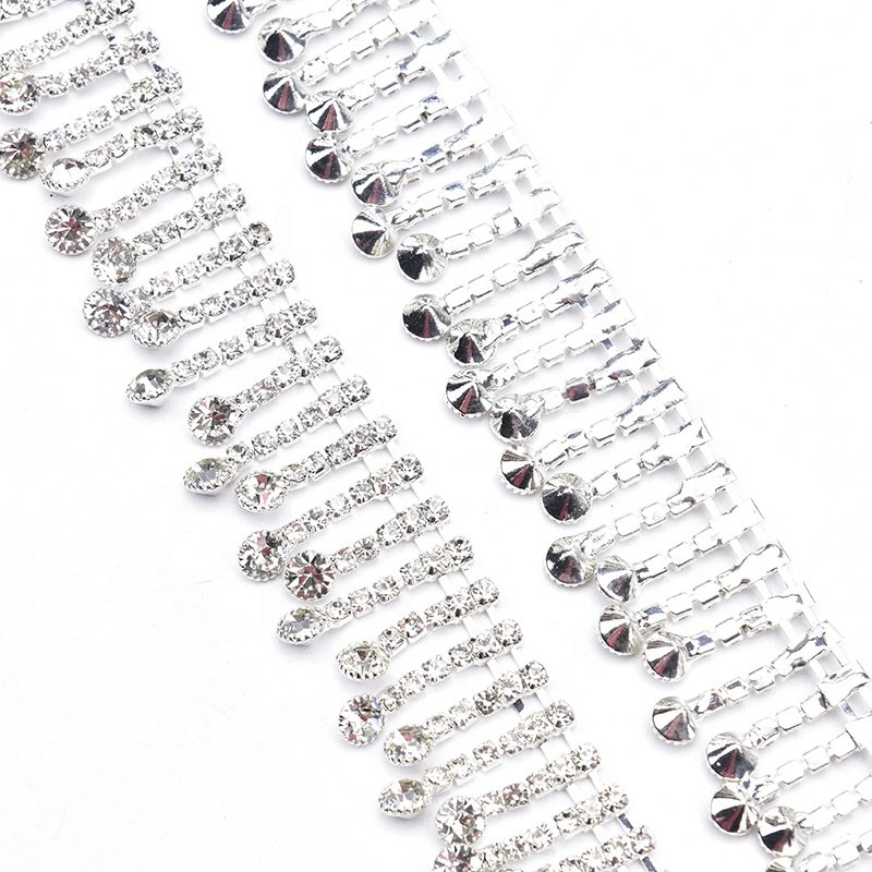 Wholesale Bling Rhinestone Tassel Chain Sewing Applique Crystal Fringe Trimming for Garment Decoration