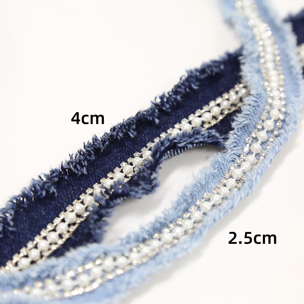 OEM Garment Accessories Demin Clothes Webbing Ribbon Handmade Crafts Bead Rhinestone Trim