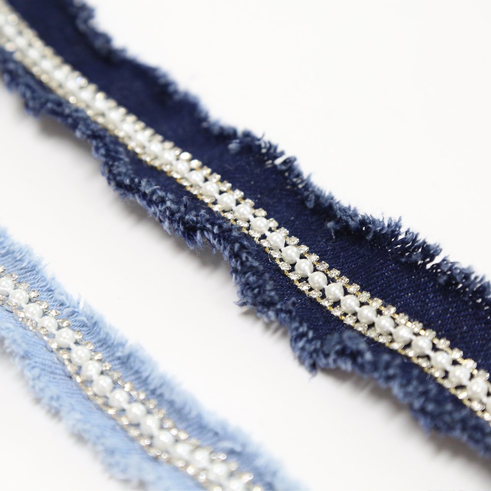 OEM Garment Accessories Demin Clothes Webbing Ribbon Handmade Crafts Bead Rhinestone Trim