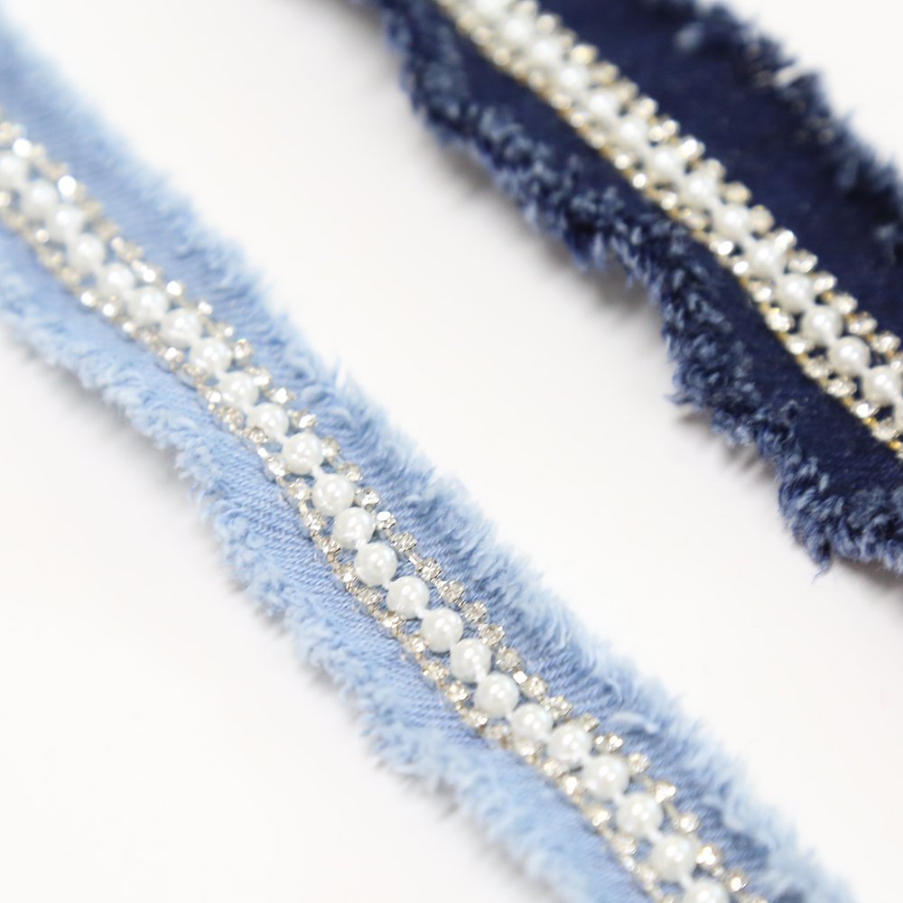OEM Garment Accessories Demin Clothes Webbing Ribbon Handmade Crafts Bead Rhinestone Trim