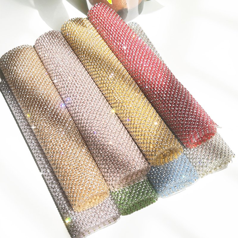 High Quality Self Adhesive Crystal Rhinestone Pearl Sheet Applique Glass Crystal Banding Ribbon for Clothes Shoes,Bags
