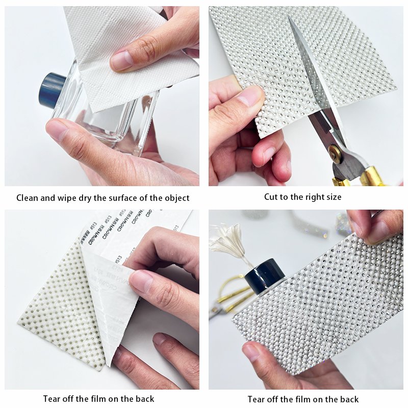 High Quality Self Adhesive Crystal Rhinestone Pearl Sheet Applique Glass Crystal Banding Ribbon for Clothes Shoes,Bags