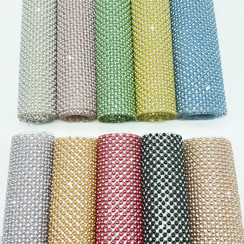 High Quality Self Adhesive Crystal Rhinestone Pearl Sheet Applique Glass Crystal Banding Ribbon for Clothes Shoes,Bags