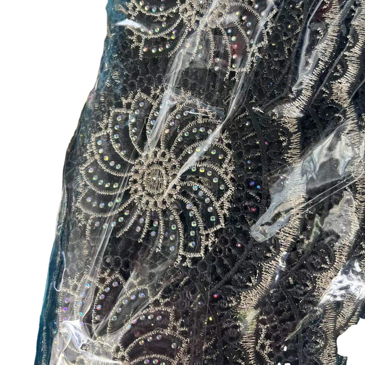 Rhinestone Lace Trim African Lace Trim Metallic Embroidered Motif Lace Wide 13cm