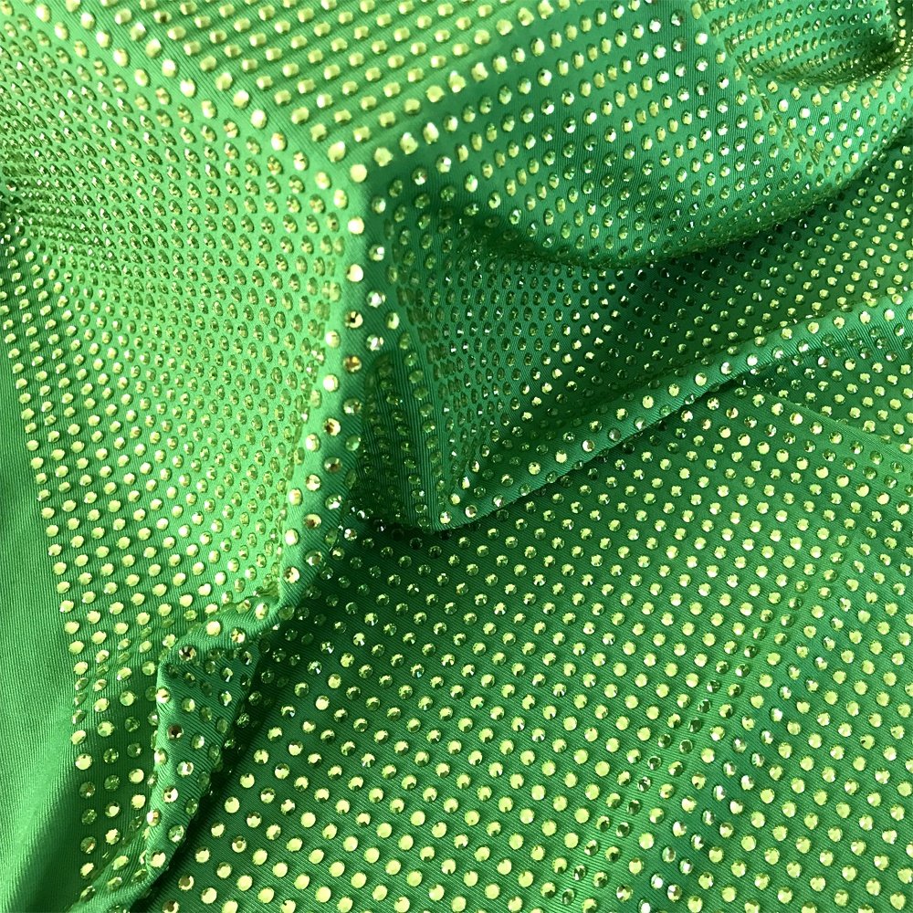 F001 sparkly crystal rhinestone fabric Soft stretch crystal tulle dress fabric