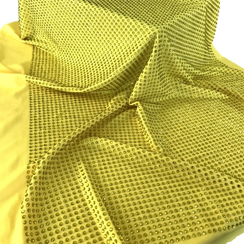 F001 sparkly crystal rhinestone fabric Soft stretch crystal tulle dress fabric