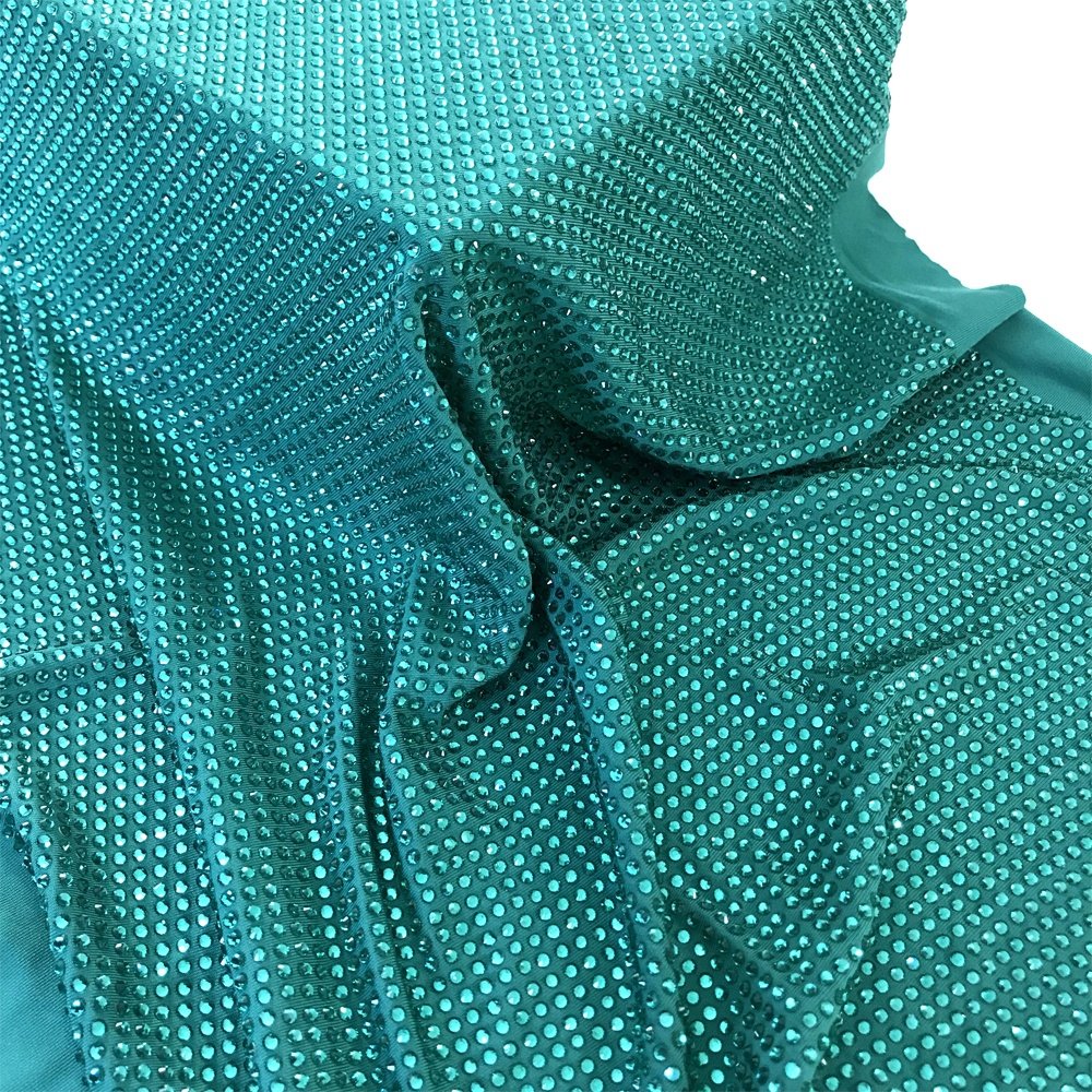 F001 sparkly crystal rhinestone fabric Soft stretch crystal tulle dress fabric
