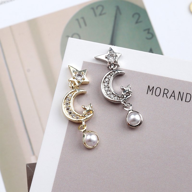 Factory Supplier Bow Moon Star Shapes Zircon Dangle Rhinestones Nail Jewelry 3D Dangle Nail Charms Crystal