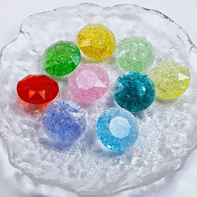 Dongzhou Crystal ice crack round shape rhinestones pointed back K9 fancy stone wholesale rhinestone crystal beads for jewelry