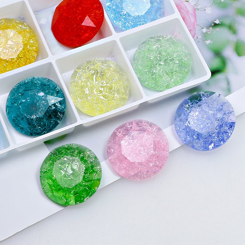 Dongzhou Crystal ice crack round shape rhinestones pointed back K9 fancy stone wholesale rhinestone crystal beads for jewelry