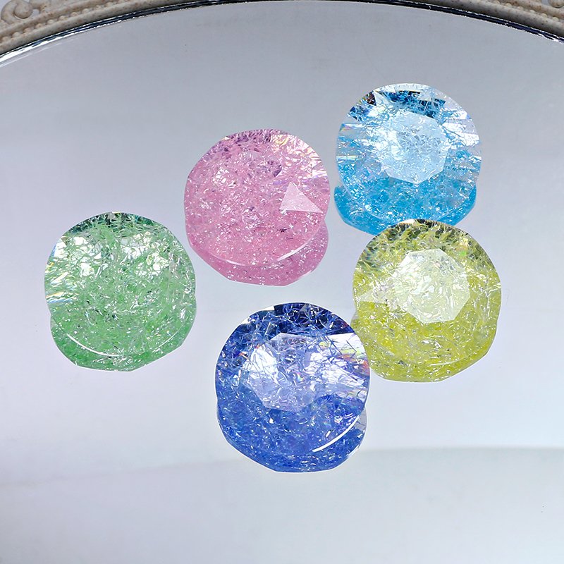 Dongzhou Crystal ice crack round shape rhinestones pointed back K9 fancy stone wholesale rhinestone crystal beads for jewelry