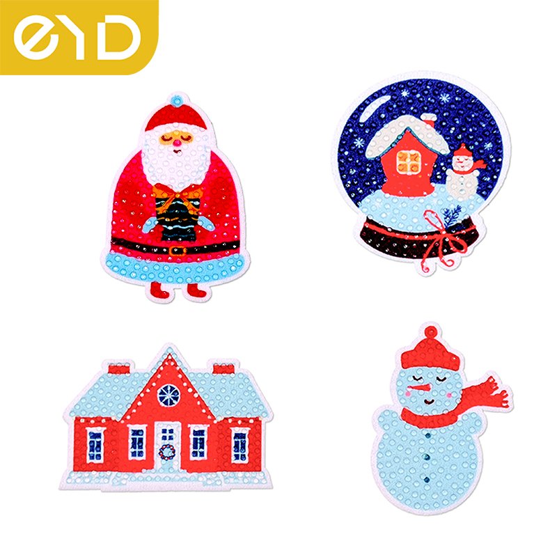 EYD Chenille Merry Christmas Hat Iron On Patches Customized Hot Fix Rhinestones Heat Transfer Logo For T-Shirts