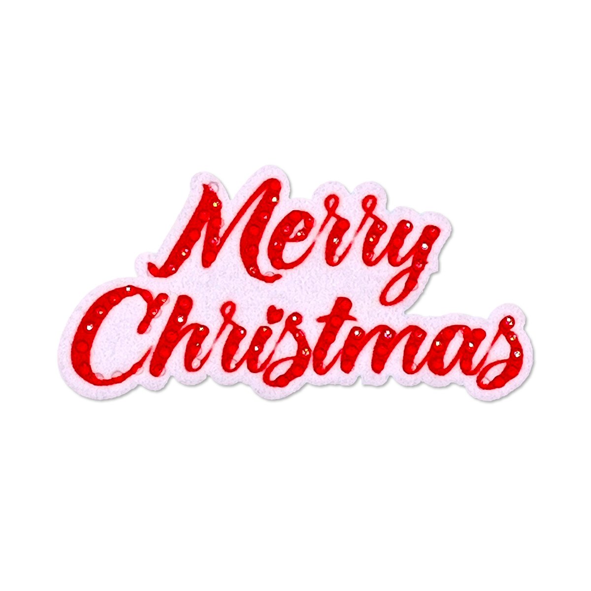EYD Chenille Merry Christmas Hat Iron On Patches Customized Hot Fix Rhinestones Heat Transfer Logo For T-Shirts