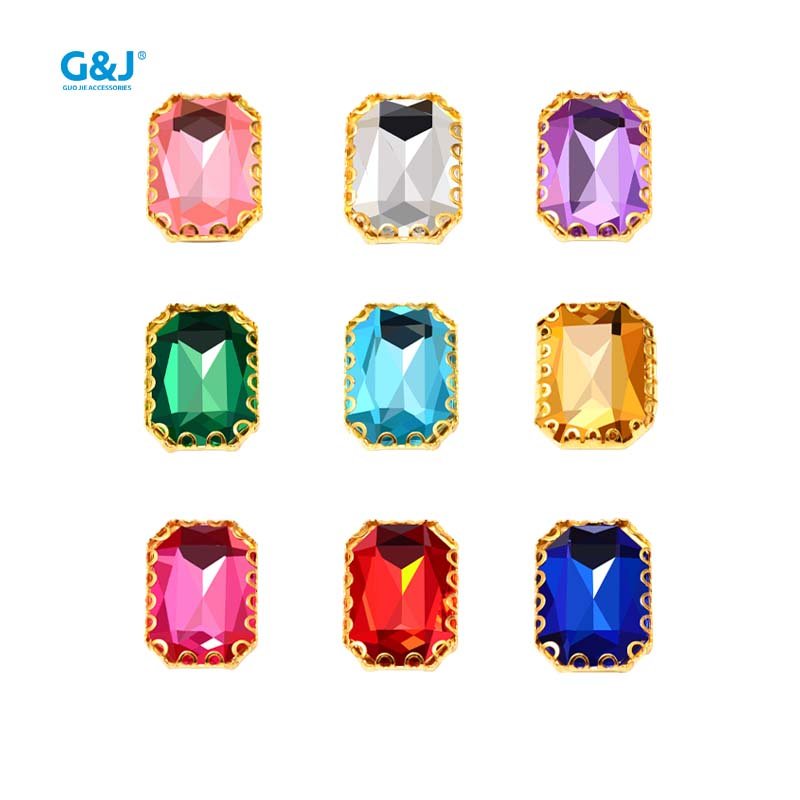 Semi-precious stone crafts Custom jewelry flash glass Long octagon crystal For ladies clothes necklace hair accessories