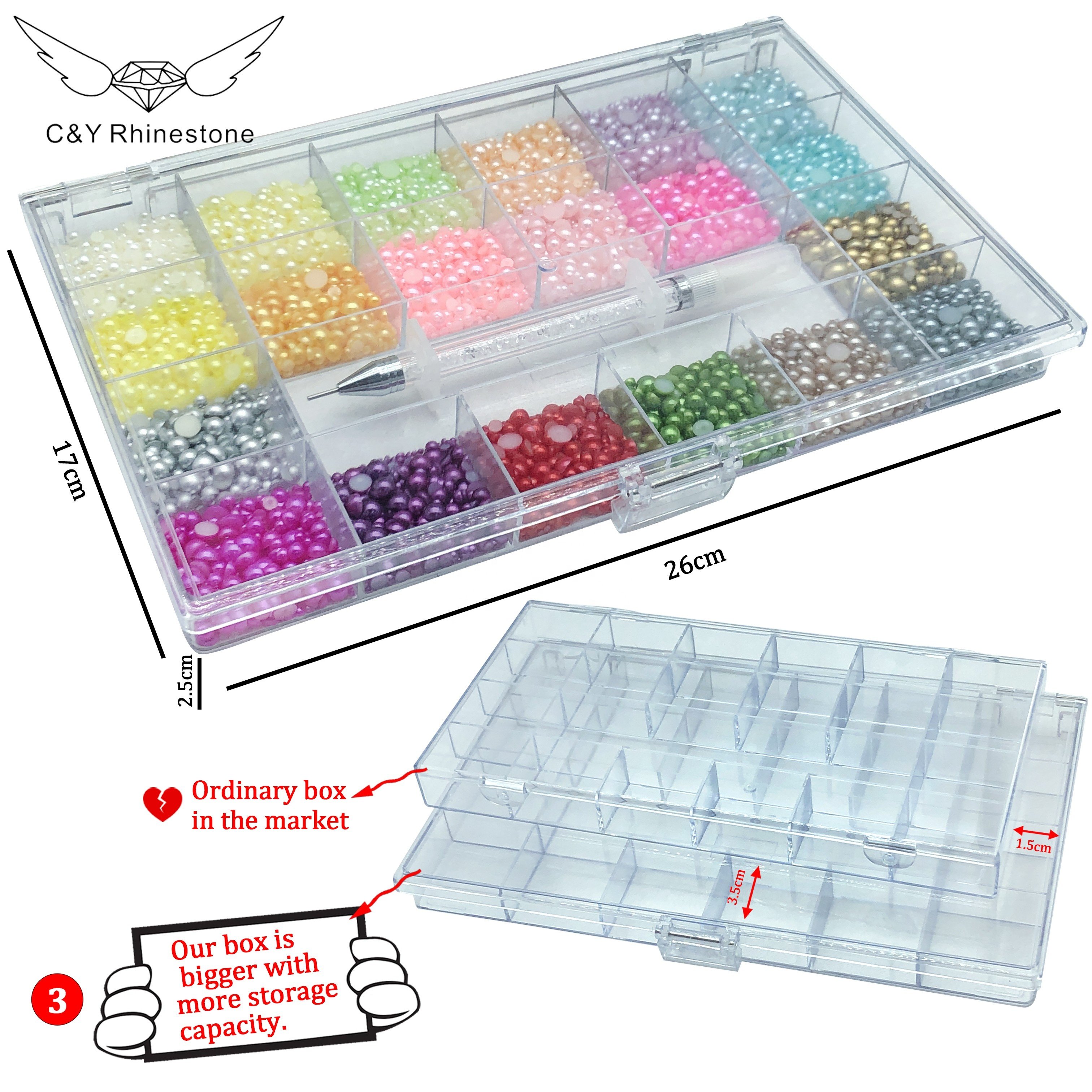 CY Red Series Bling Cristal Glass Design Flat Back Crystal Stones Nails Diamond Fancy Shape For Nail Rhinestone Box