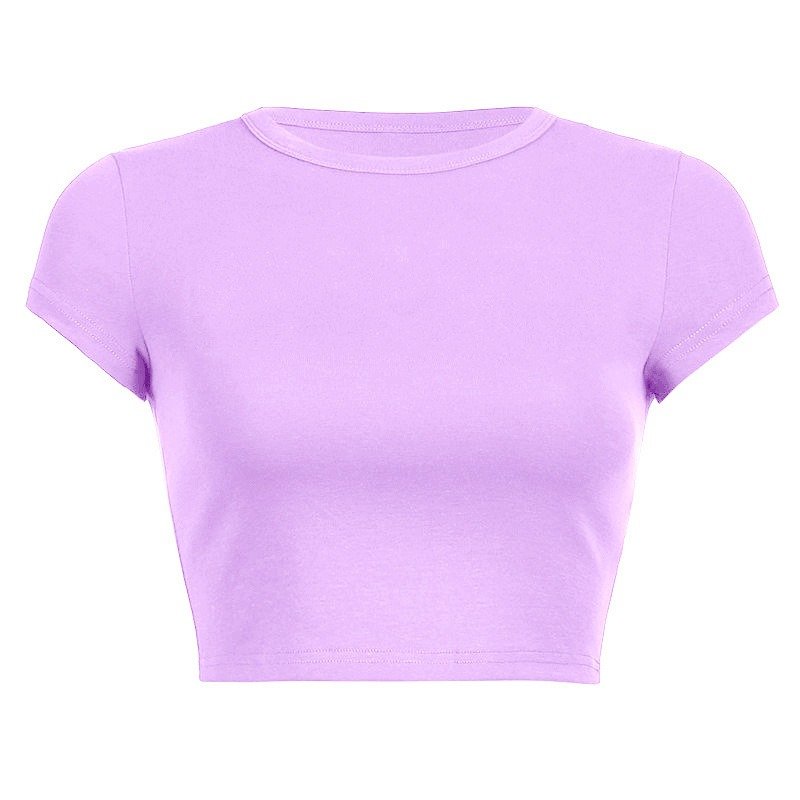 Y2K Lady Casual Short Sleeve Tshirt Plain Crop Top Cotton Custom t Shirt Blank Baby Tee For Women