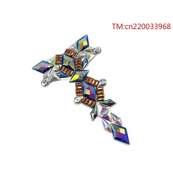 2023 Hot sale customized Trinidad carnival rhinestone applique bodice iron on stone patch for fiesta party costume design