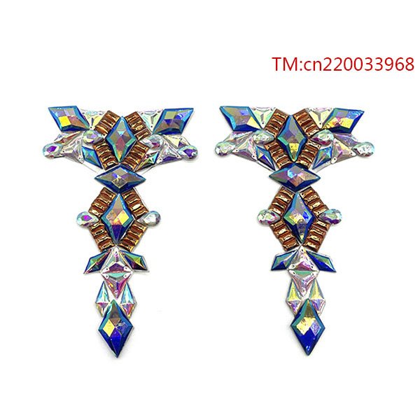 2023 Hot sale customized Trinidad carnival rhinestone applique bodice iron on stone patch for fiesta party costume design