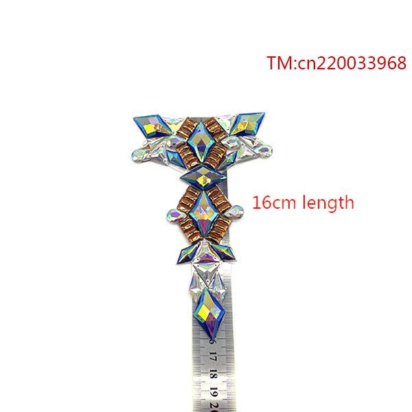2023 Hot sale customized Trinidad carnival rhinestone applique bodice iron on stone patch for fiesta party costume design
