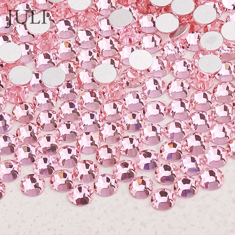 Ss6 Ss16 Ss20 Ss30 AB Round Crystal Stones Non Hot Fix Diamond Glass Flat Back Rhinestone For Crafts